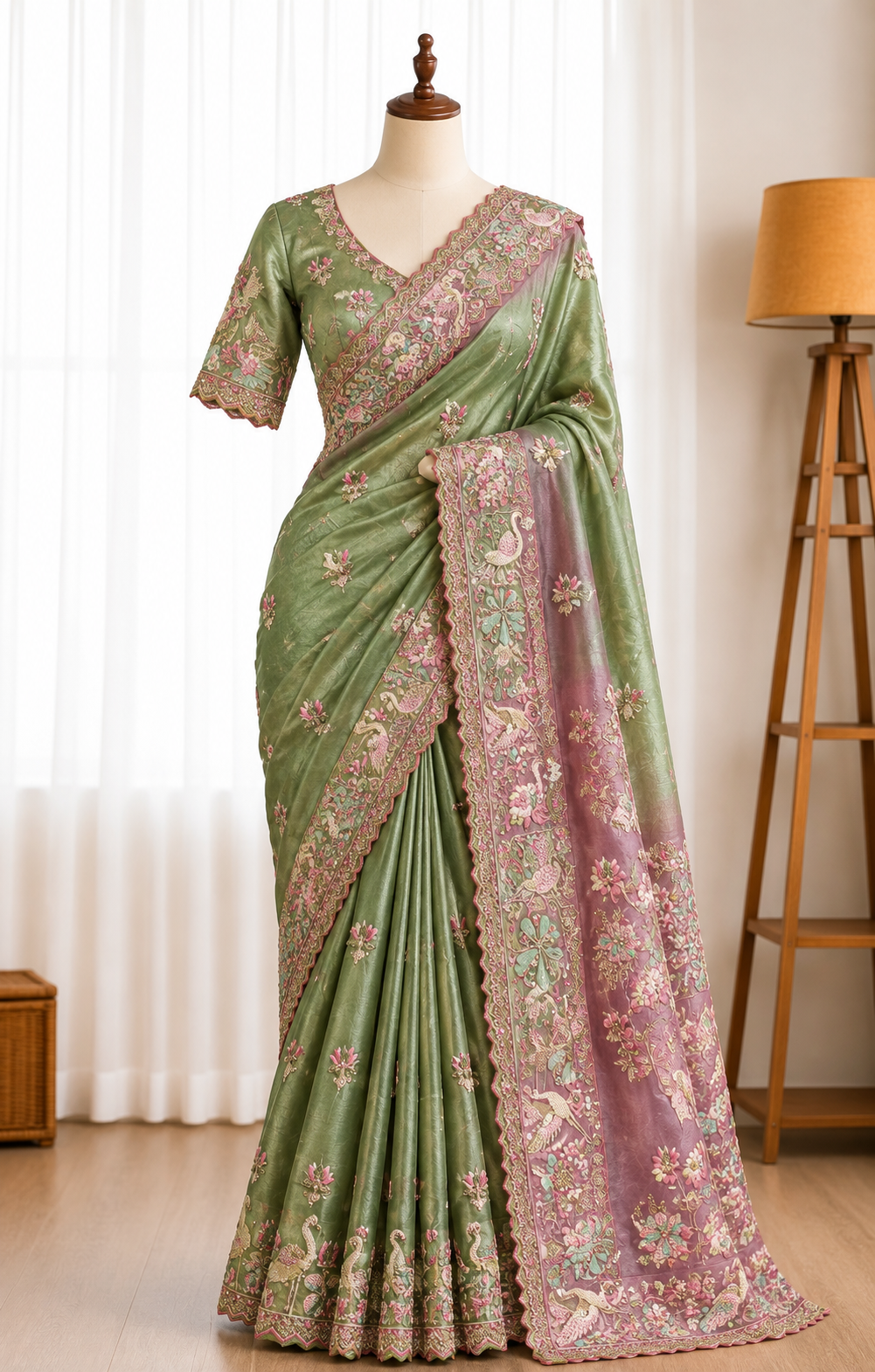 Premium Dola Silk Saree with Coding & Multicolor Sequin Work