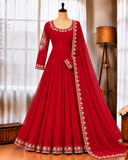 Faux Georgette Gown Set with Thread & Sequin Work
