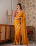 Beautifull Premium Soft Fendy Silk With Embroidery Work Saree