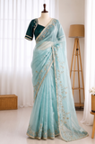 Beautifull Rimzim Silk With Beautifull Hand Work Saree