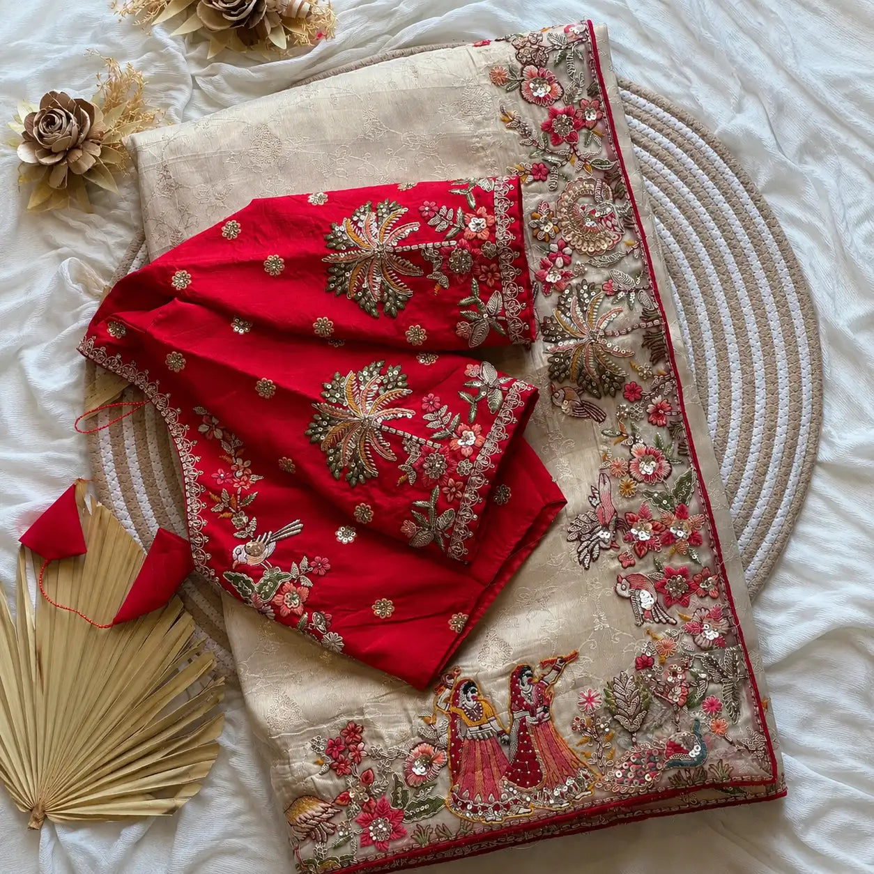 Beautiful  Dola Silk Saree With Coding And Multi Sequence Work