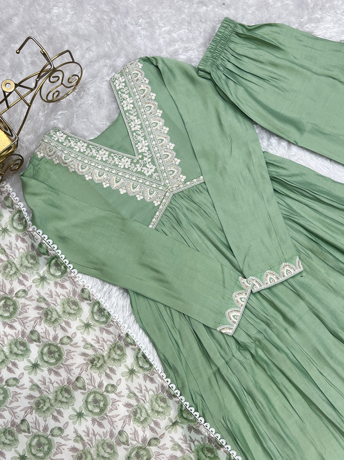 Pure Roman Silk Office Wear Kurti Set