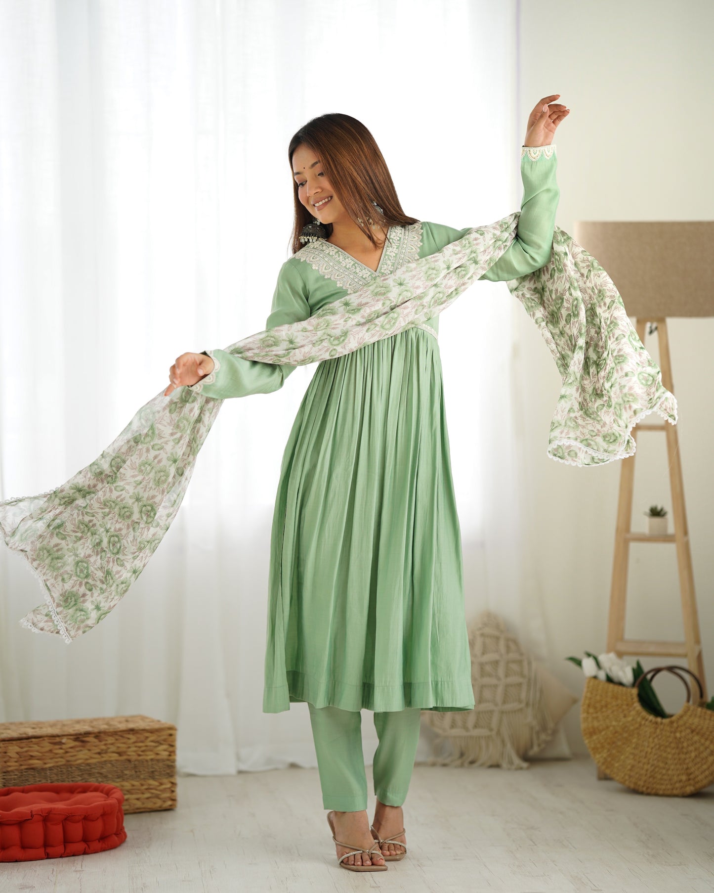 Pure Roman Silk Office Wear Kurti Set