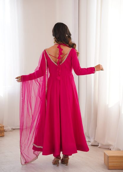 Red Color Romasilk With Fancy Lace Pettern Work Anarkali