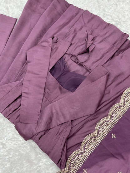 Pure Roman Silk Chanderi 5.5 Mtr Flair Highest Selling Gown