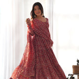 8.25 Meter Kalmakari Printed Anarkali Gown