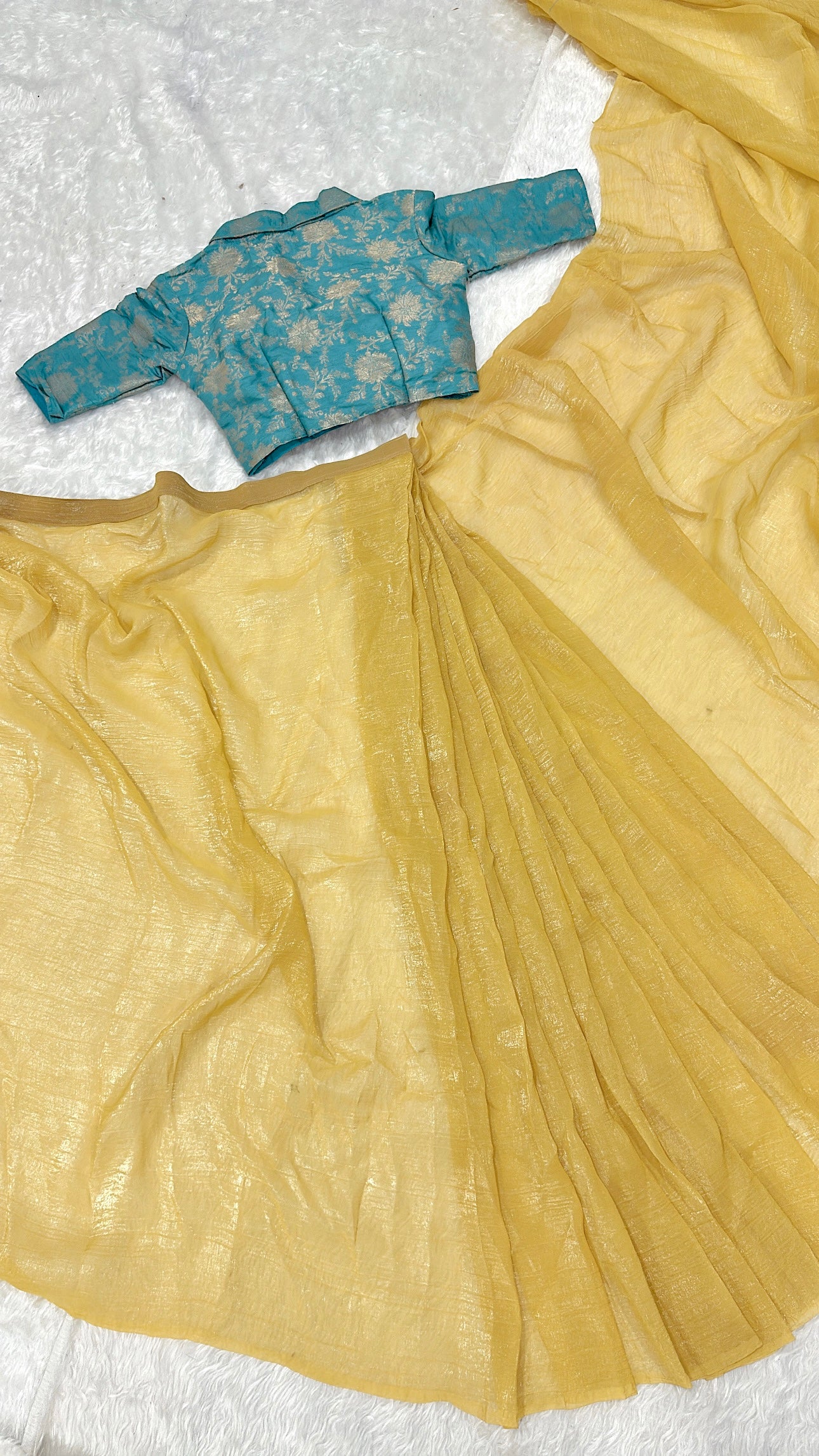 Yellow Color Sparkel With Ready To Wear Banarasi Saree