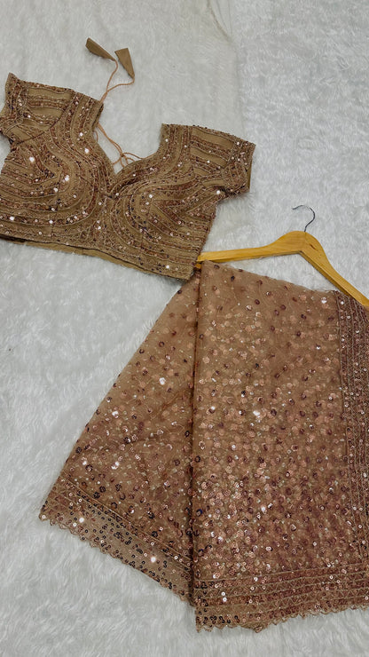 Soft Net Sequence And Dori Work Saree