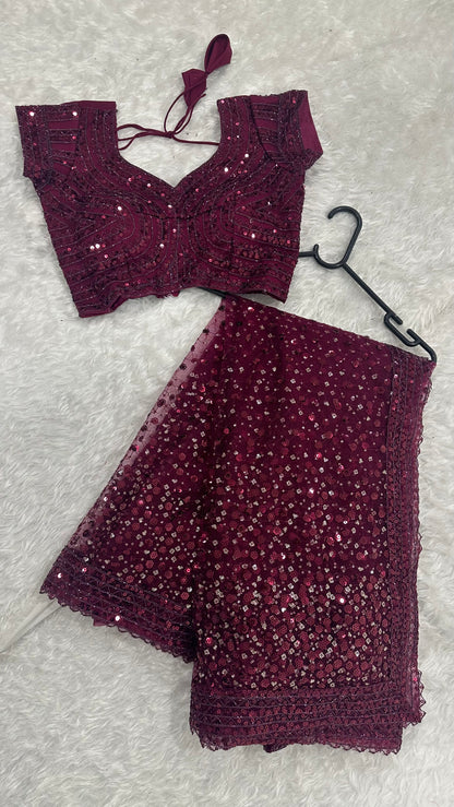 Soft Net Sequence And Dori Work Saree