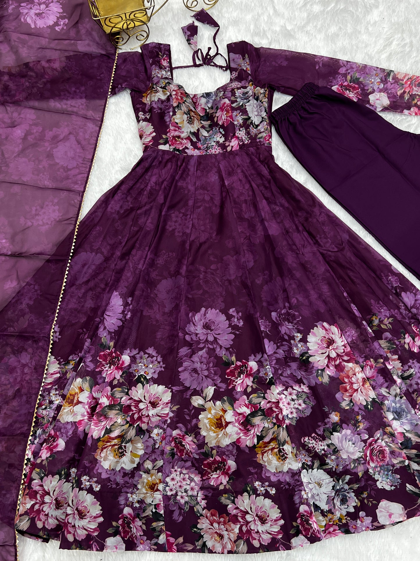 Pure Soft Georgette Plain Work Gown