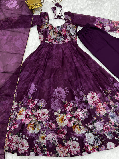 Pure Soft Georgette Plain Work Gown