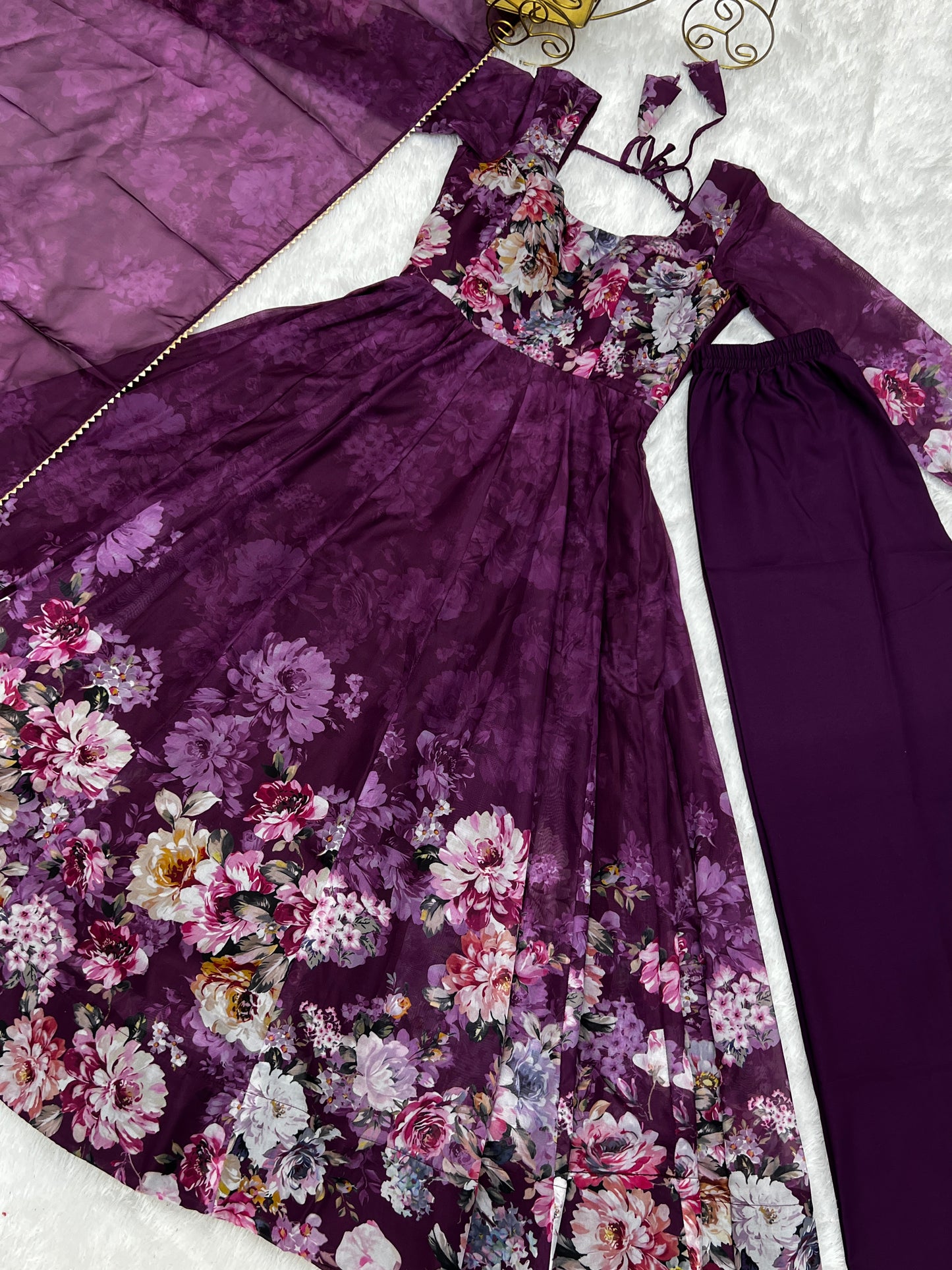 Pure Soft Georgette Plain Work Gown