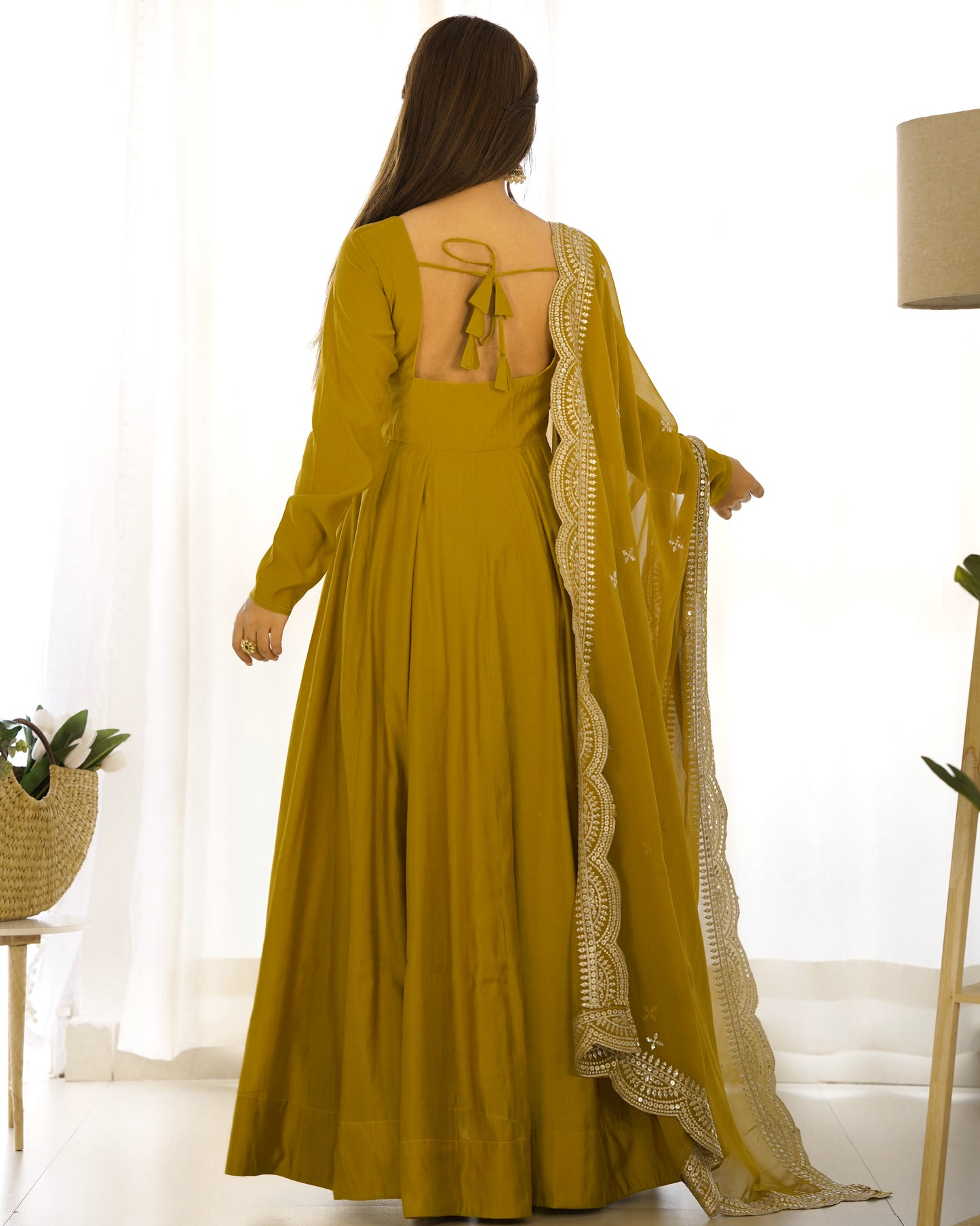 Pure Roman Silk Chanderi 5.5 Mtr Flair Highest Selling Gown