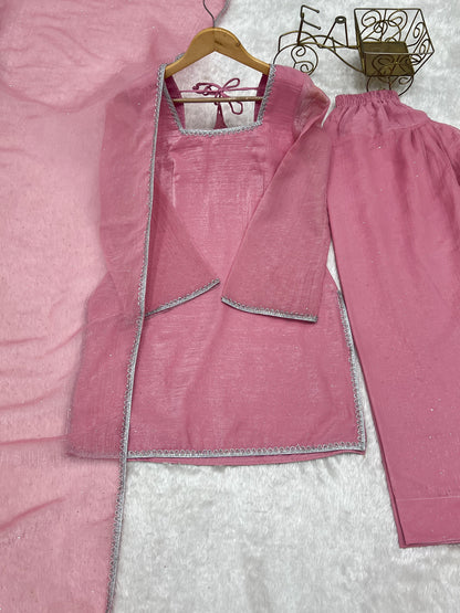 CRUNCHY SILK & SIROSKI WORK,WITH FANCY LACE WORK
