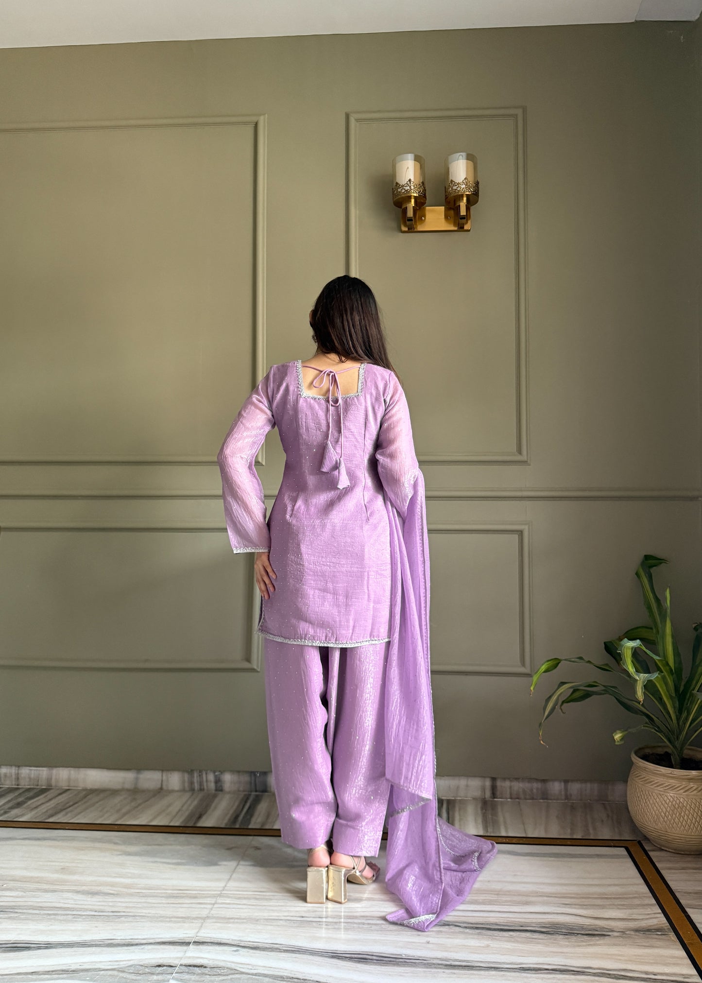 CRUNCHY SILK & SIROSKI WORK,WITH FANCY LACE WORK