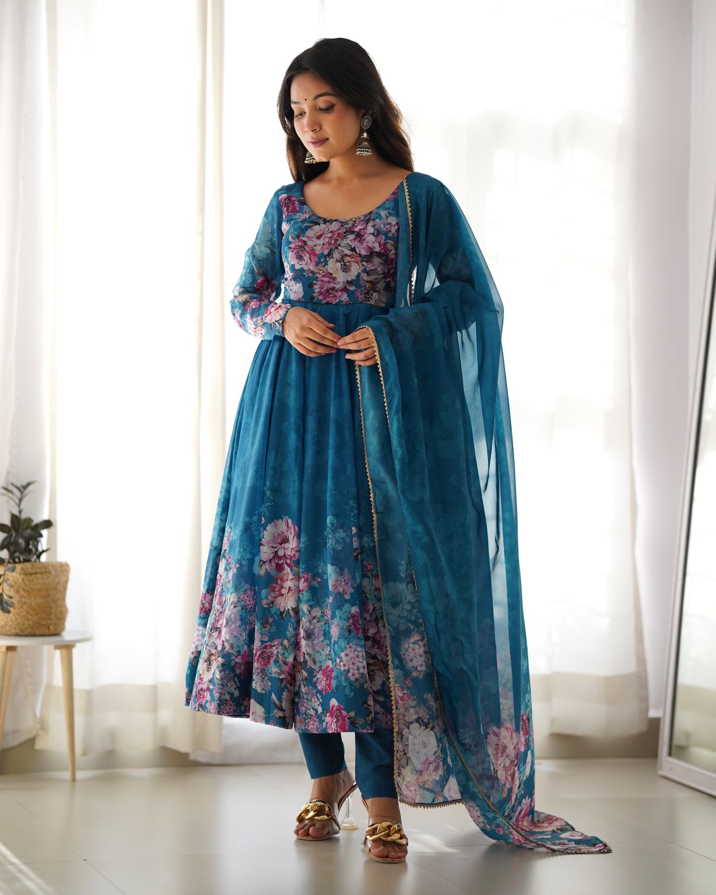 Pure Soft Georgette Plain Work Gown