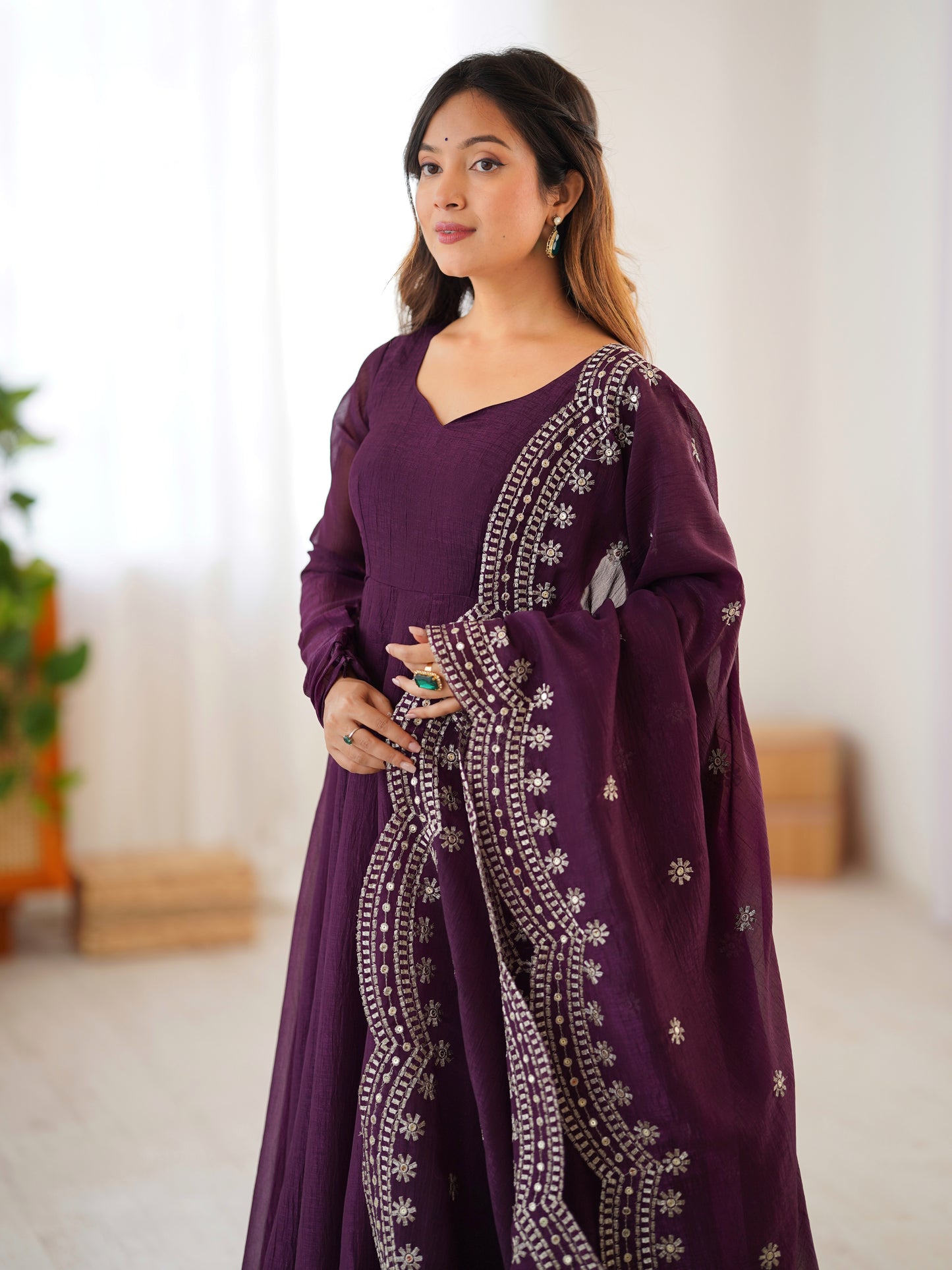 MOST TRENDING WOMEN'S SPECIAL WEDDING WEAR GOWN PLAZZO IN FANDY SILK