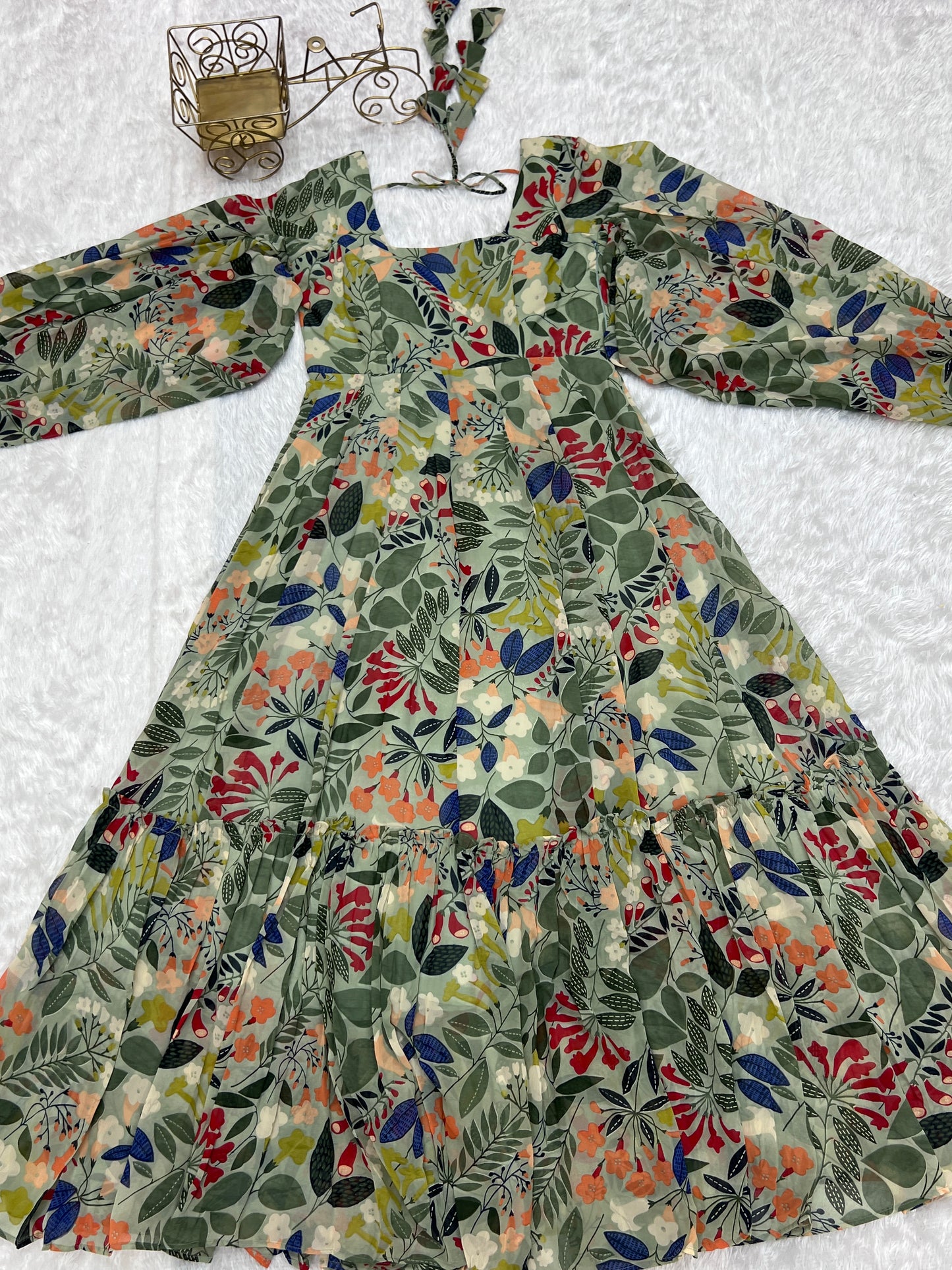 HEAVY PURE FAUX GEORGETTE FLORAL PRINT 6 MTR FLAIR GOWN