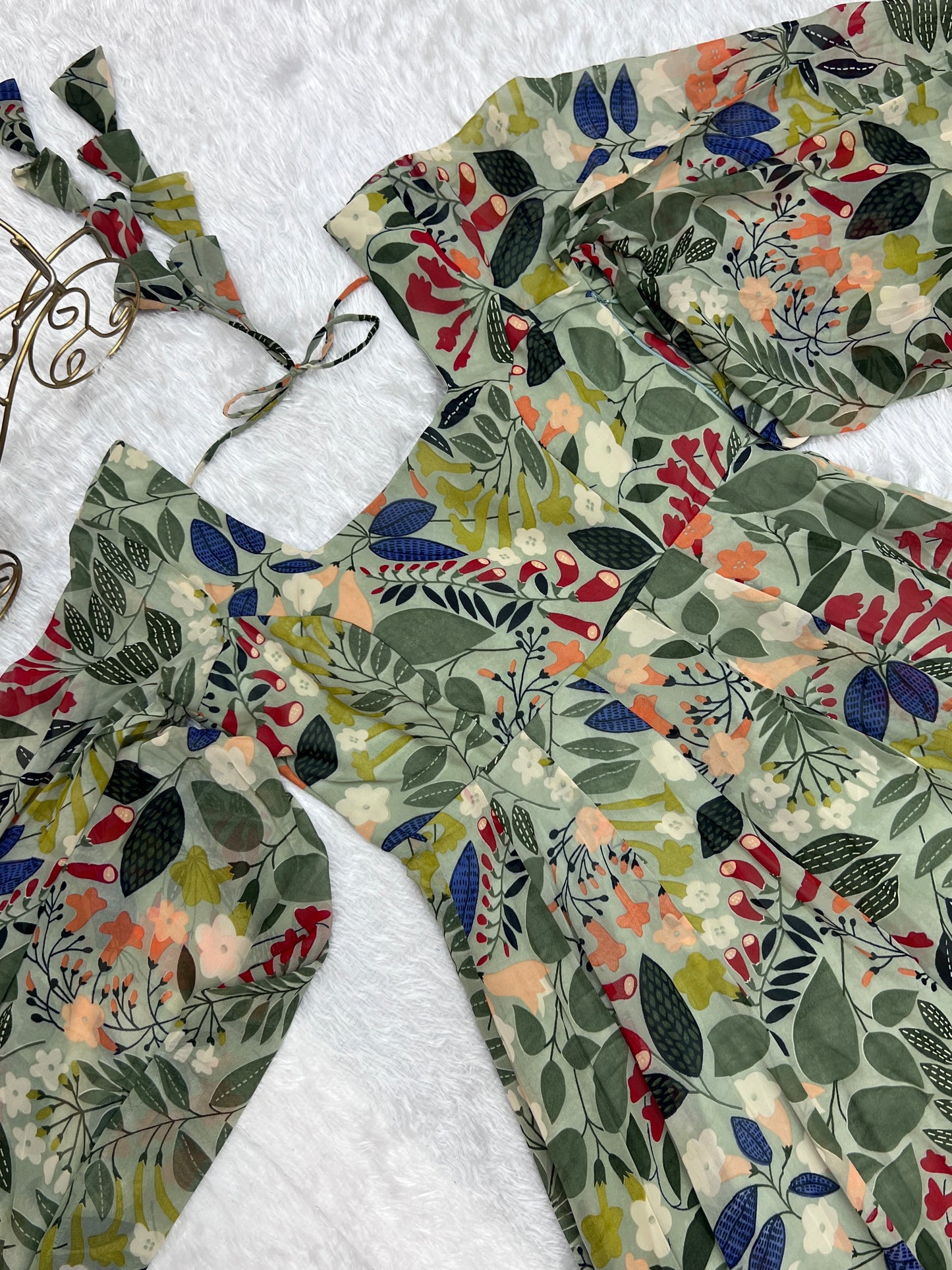 HEAVY PURE FAUX GEORGETTE FLORAL PRINT 6 MTR FLAIR GOWN