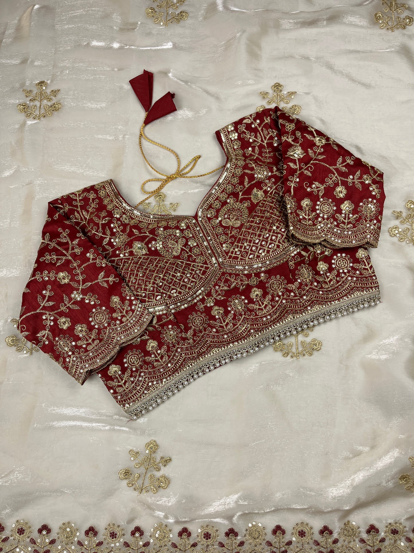Beautiful Soft Rich Jimmy Silk With Sequins Embroidery Work Saree