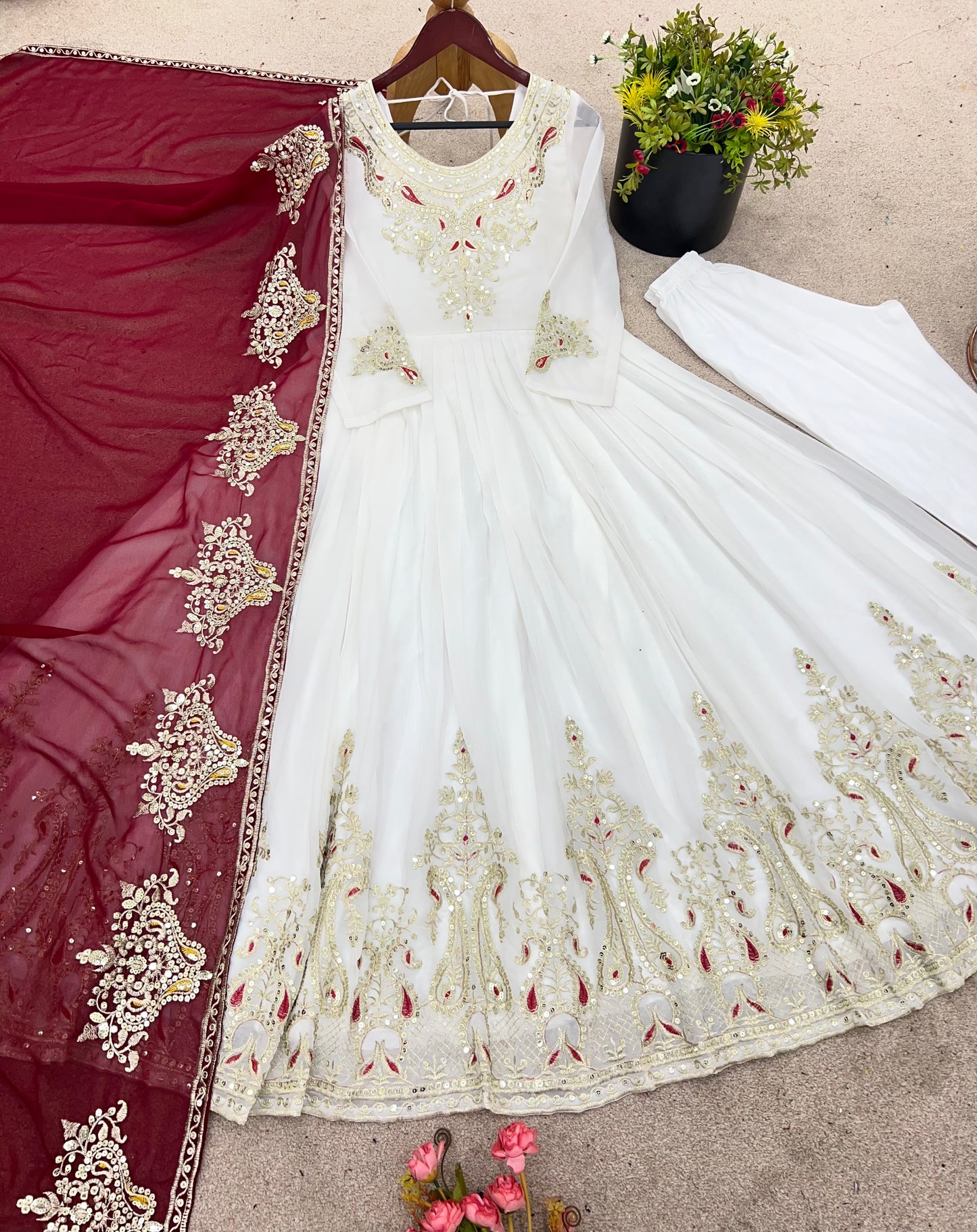 Wedding Special Heavy Multi Sequence Work Top Suit