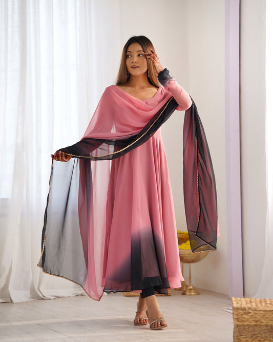 PURE SOFT FOX GEORGETTE MOST TRENDY PADDING FABRIC FULLY FLAIR ANARKALI GOWN