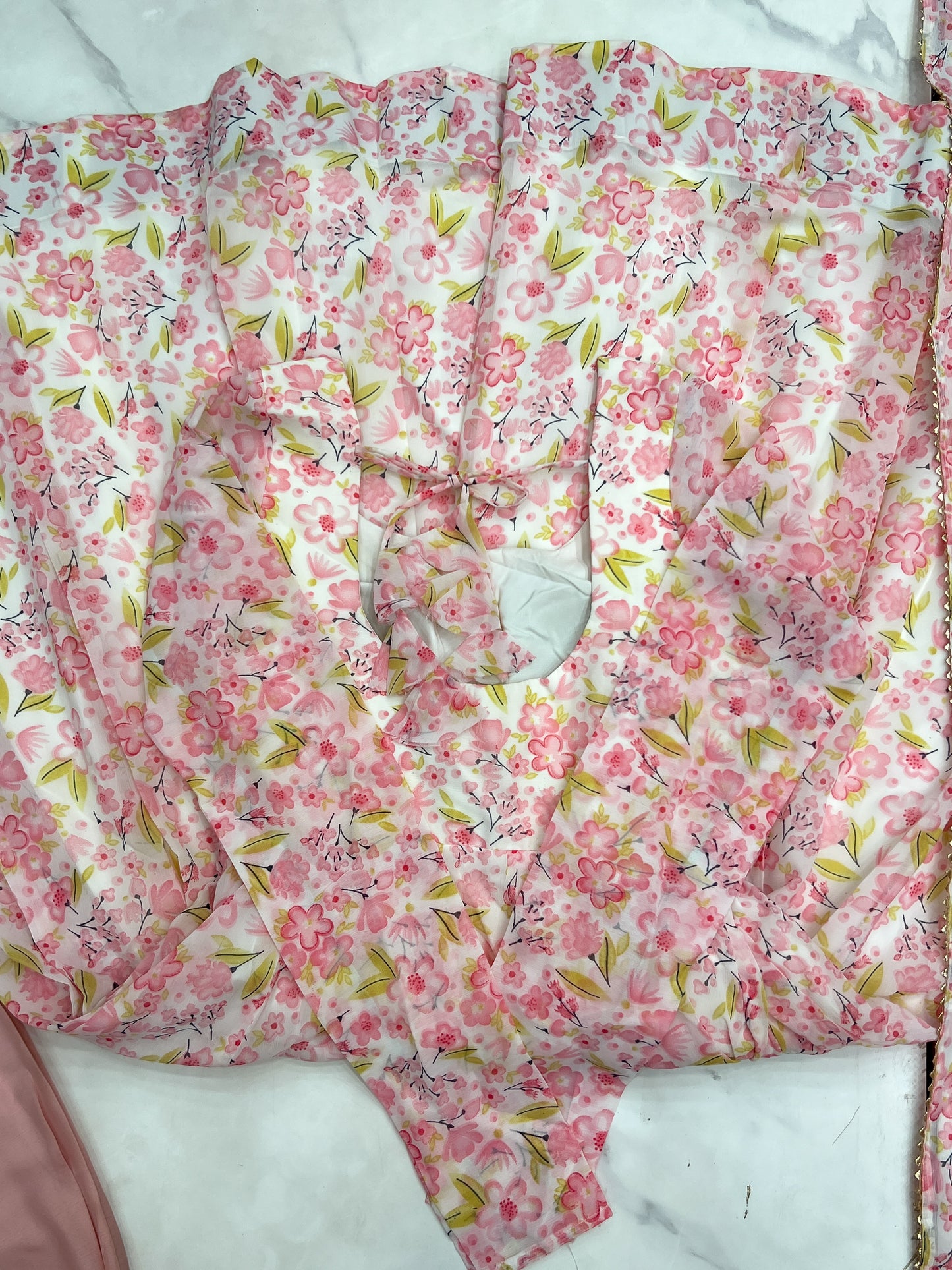 Orange Chiffon Floral Print Anarakali
