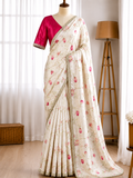 Pure crystal chiffon silk Stone Pearl Work Saree