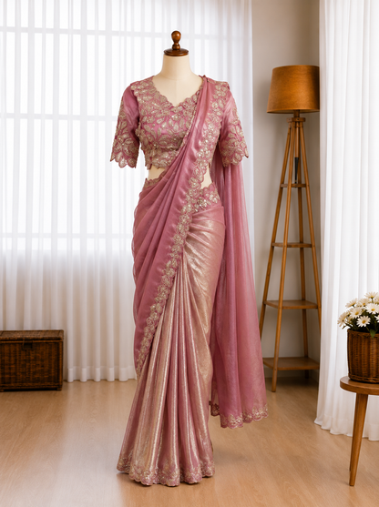 Premium space sik Coding sequence work lace on either side, Designer Peacock Saree