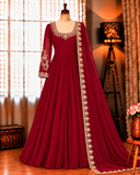 Fox Georgette Gown with Embroidery, Sequin & Moti Work