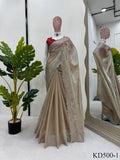 Beautifull Beige Color Jimmy Chu Thred & Sequience Work Saree