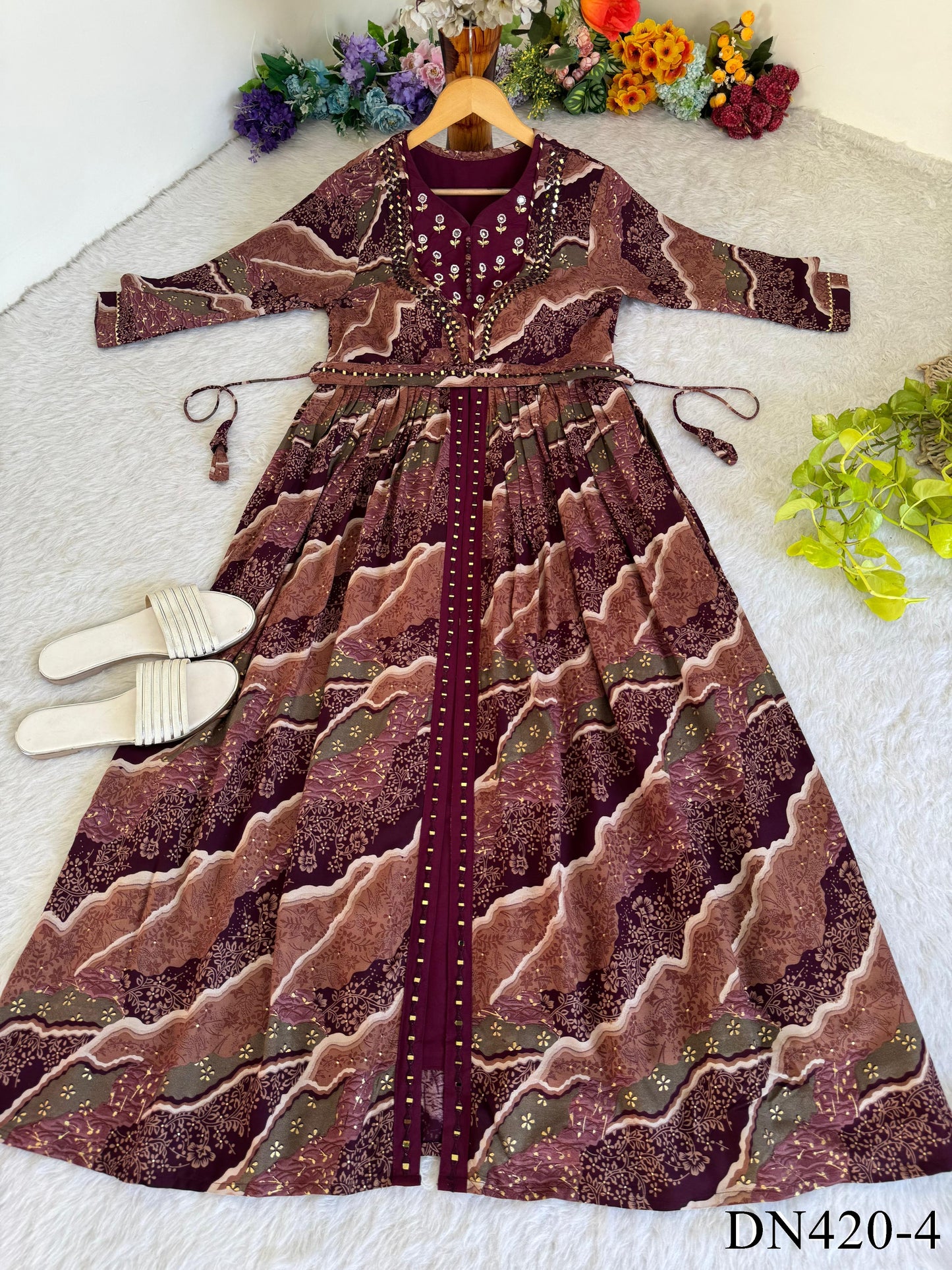Heavy Reyon Fabric Mille Foil Gown