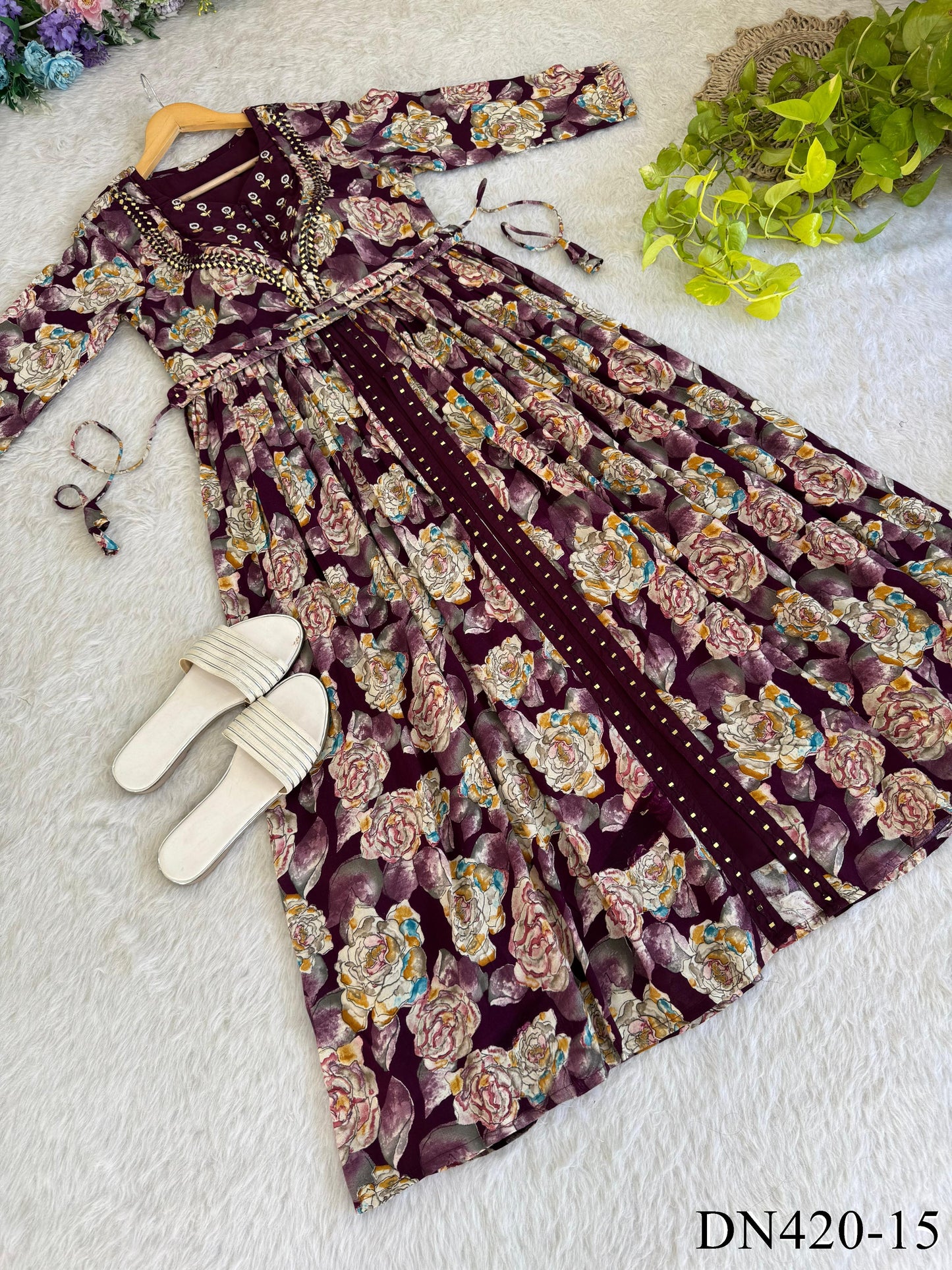 Heavy Reyon Fabric Mille Foil Gown