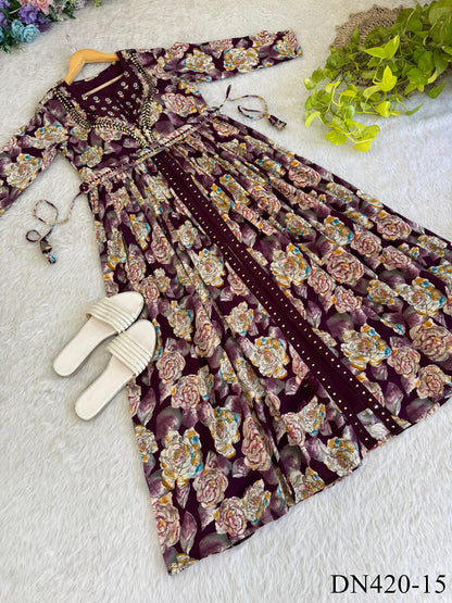 Heavy Reyon Fabric Mille Foil Gown