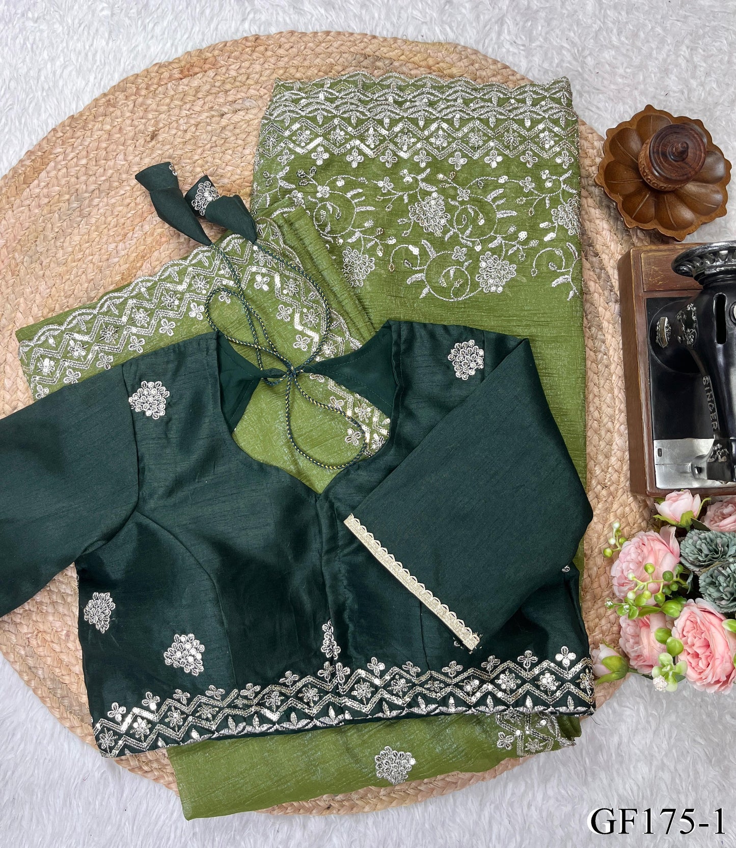 Beautifull Crunchy Silk With Sequience Work Saree