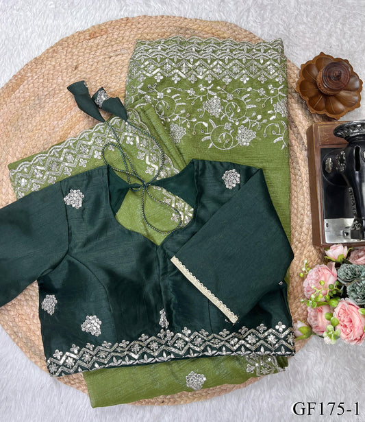 Beautifull Crunchy Silk With Sequience Work Saree
