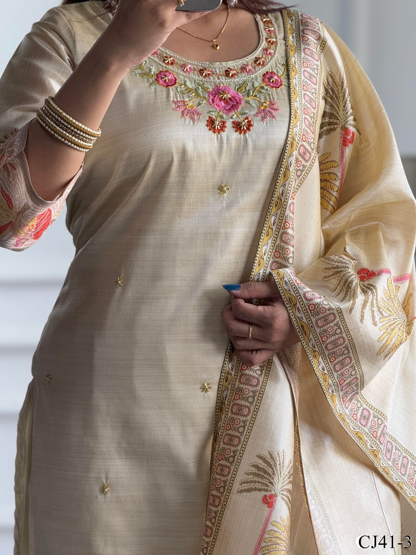 Assam Silk Bits Machine Work And Digital Print Work Top Pent