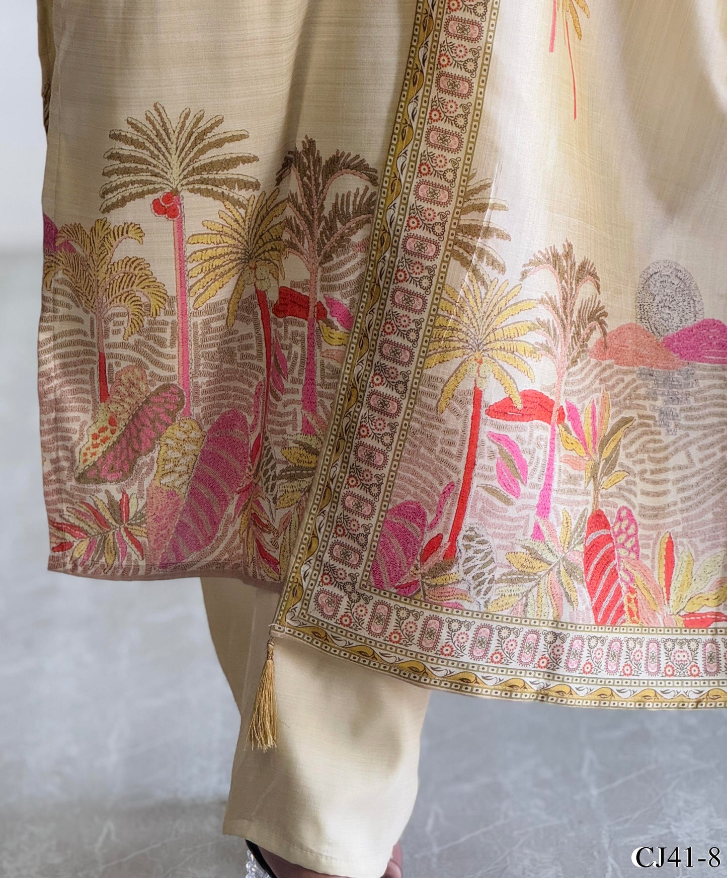 Assam Silk Bits Machine Work And Digital Print Work Top Pent