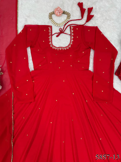 Foux Georgette Hand Work With Real Diamond With Micro Cotton Top Pent