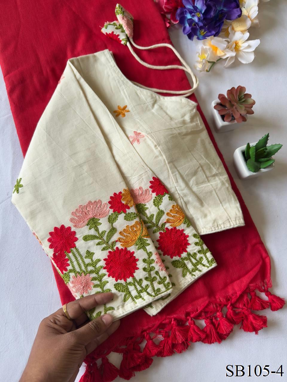 Kahdi Cotton Silk padded Blouse With Silk Saree