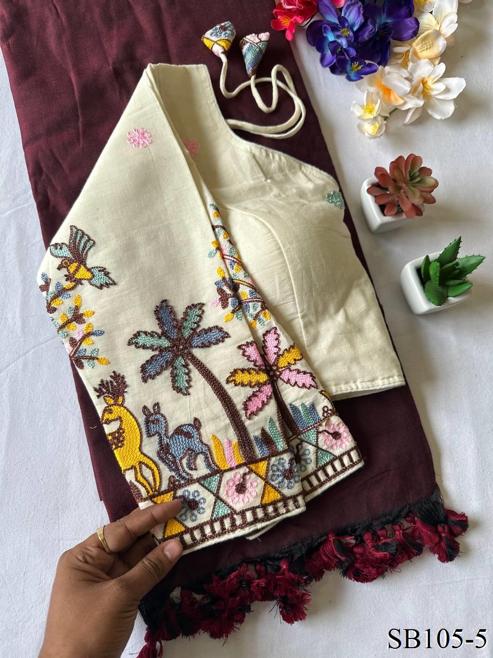Kahdi Cotton Silk padded Blouse With Silk Saree