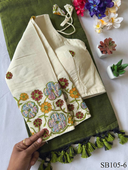Kahdi Cotton Silk padded Blouse With Silk Saree