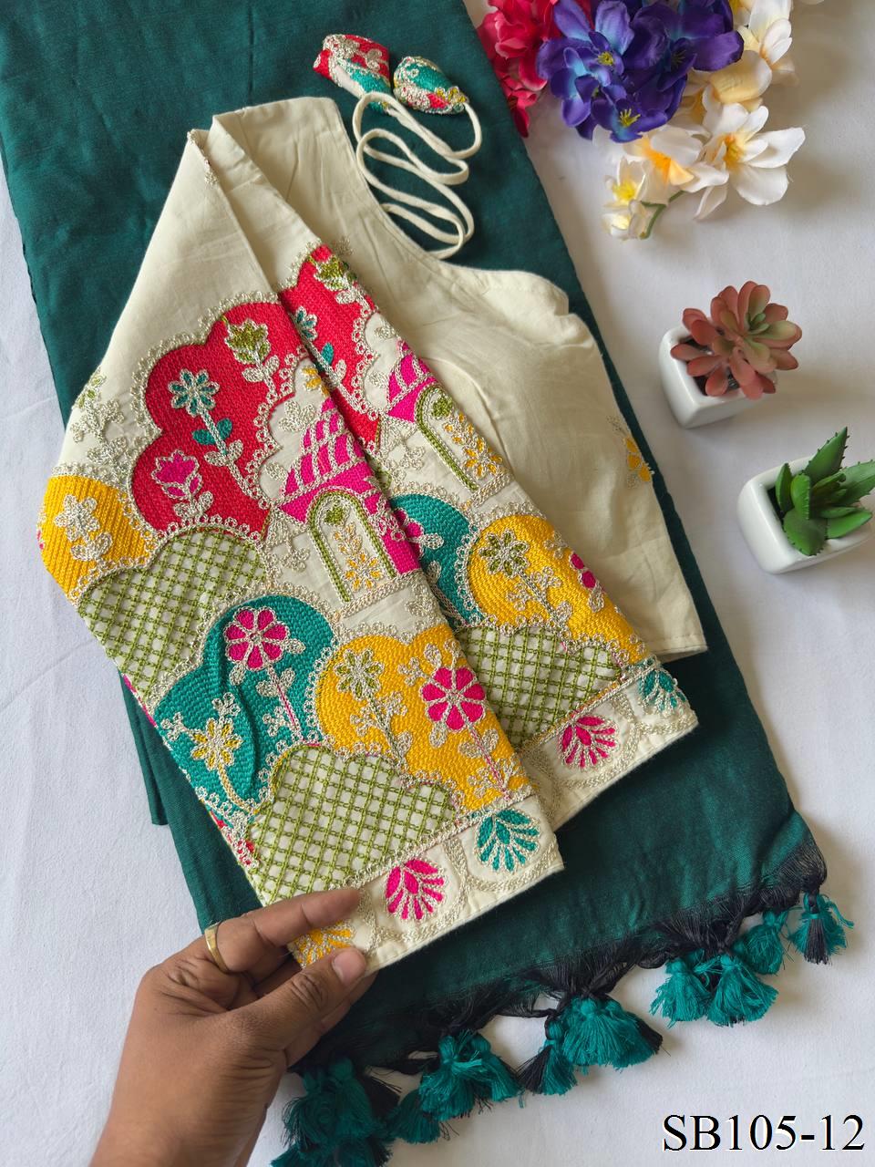 Kahdi Cotton Silk padded Blouse With Silk Saree