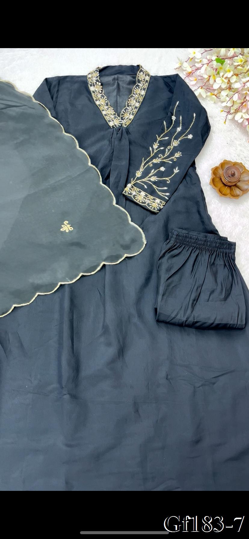 Beautifull Roman Silk With Khatli Hand Work Top