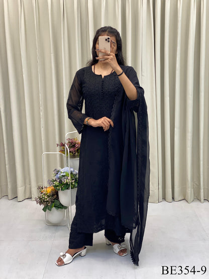 New Look Georgette Embroidery Work Pum Pum Work Top Pent