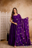Purple Color Heavy Star Georgette Embroidery Work Anarkali