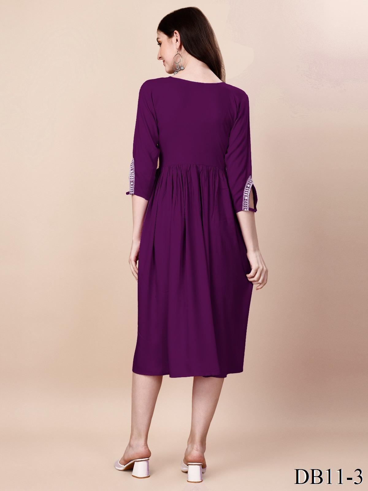 Maroon Color Reyon Sequence Work Top