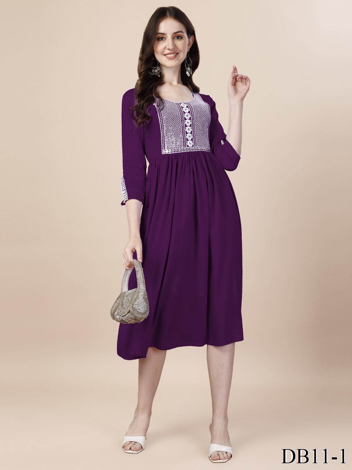 Maroon Color Reyon Sequence Work Top