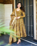 pure Soft Muslin Bandhej Print With Plain Work Anarkali