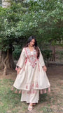Reyon Fabric With Thread With Real Mirror Work Top Plazzo